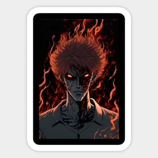 Anime Demon Student with Fire hair Sticker